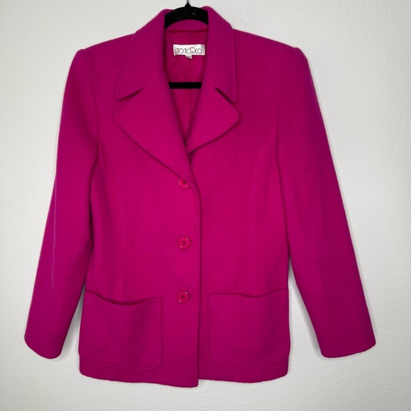Totonko Vibrant Pink Wool Coat Size 8 Medium - Picture 1 of 15